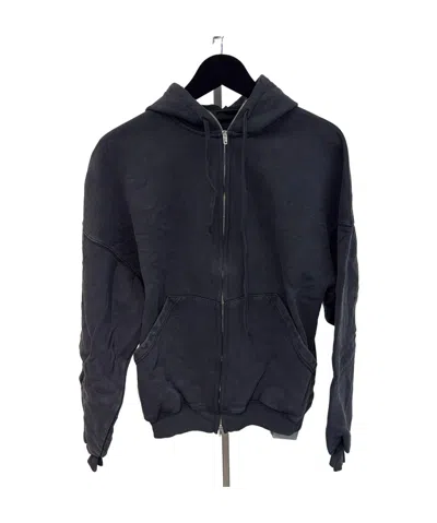Balenciaga Large Zip Hoodie In Faded Washed Black