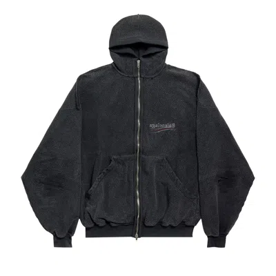 Pre-owned Balenciaga Large Zip-up Hoodie 'faded Black' | Men's Size 1