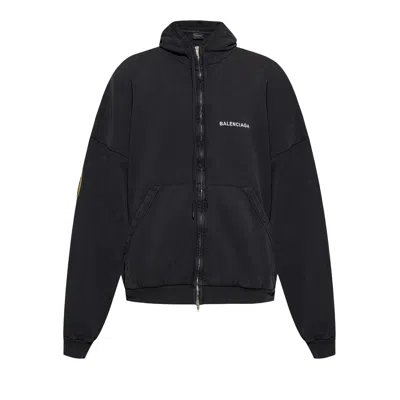 Pre-owned Balenciaga Large Zip-up Hoodie 'faded Washed Black' | Men's Size 2
