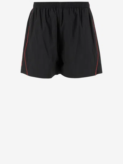 Balenciaga Bermuda Shorts With Red Logo In Black