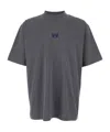 Balenciaga Men Grey Crewneck T-shirt With Logo Embroidery On The Front In Cotton Man In Gray