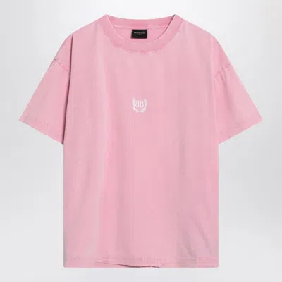 BALENCIAGA BALENCIAGA LAUREL CLASSIC PINK BOXY T-SHIRT WOMEN