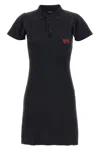 Balenciaga Black Mini Dress With Polo Shirt Style Collar And Logo Detail On The Front In Cotton Woma
