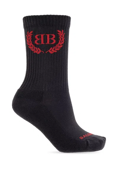 Balenciaga Cotton-blend Laurel Socks In Black