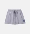 Balenciaga Grey Miniskirt With Logo Embroidery On The Front And Elastic Drawstring Waist In Cotton Woman