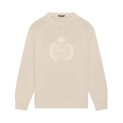 Pre-owned Balenciaga Laurel Crown Logo Crewneck Knitted Sweater 'beige' | Tan | Men's Size M In Brown