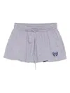 Balenciaga Grey Miniskirt With Logo Embroidery On The Front And Elastic Drawstring Waist In Cotton Woman
