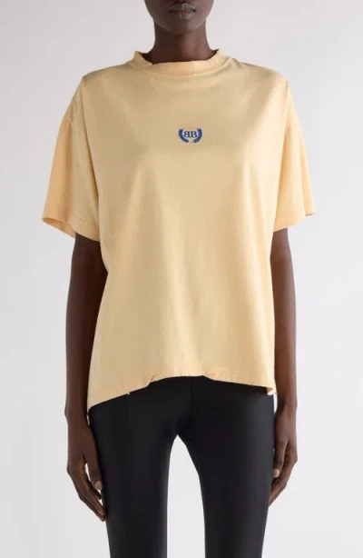 BALENCIAGA BALENCIAGA LAUREL EMBROIDERED LOGO BOXY DISTRESSED T-SHIRT
