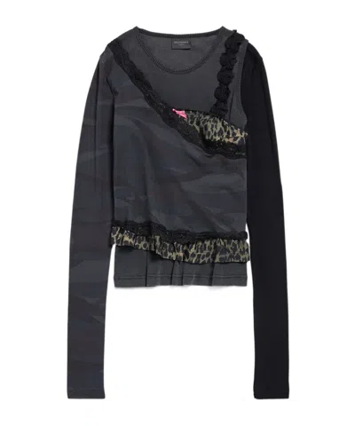 Balenciaga Women's Layered Asymmetric Top In Anthracite/black