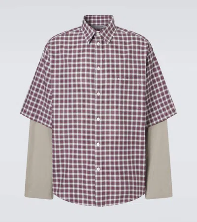 Balenciaga Checkered Design Layered Effect Chest Pocket Button Fastening Shirt In Multi