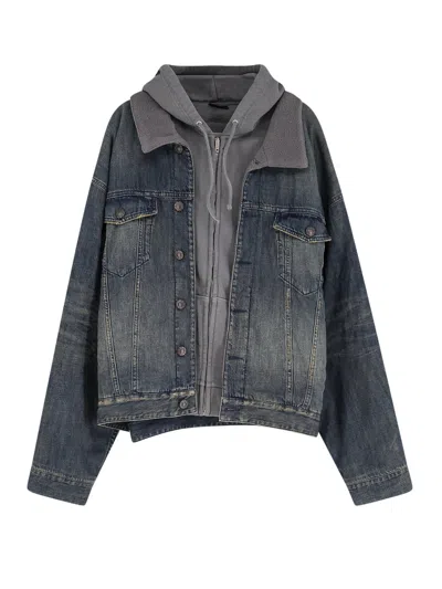 BALENCIAGA LAYERED COTTON DENIM JACKET