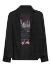 Balenciaga Layered Distressed Long Sleeve Graphic Shirt In Black