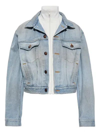 Balenciaga Layered Jacket Chest Pockets Collared Neck In Blue