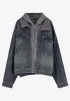 Balenciaga Men Layered Cotton Denim Jacket In Multi