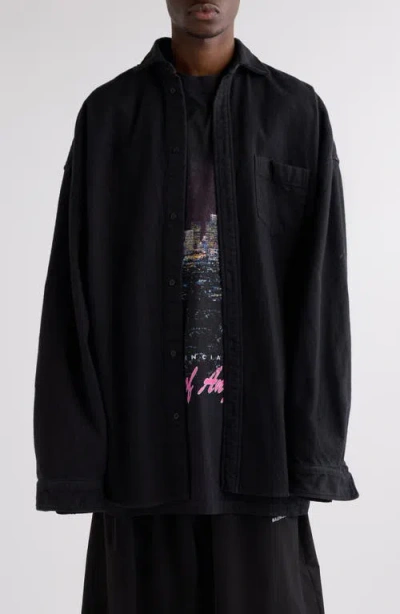 BALENCIAGA BALENCIAGA LAYERED DISTRESSED LONG SLEEVE GRAPHIC SHIRT