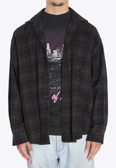 Balenciaga Layered Construction Shirt Featuring Patch Pocket In Black