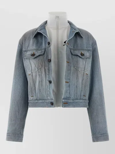 Balenciaga Layered Jacket Chest Pockets Collared Neck In Blue