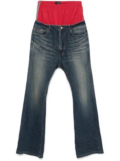 Balenciaga Layered Jeans In Blue