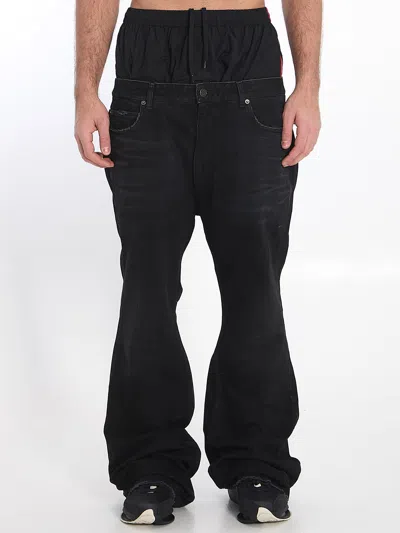 Balenciaga Layered Jeans In Black