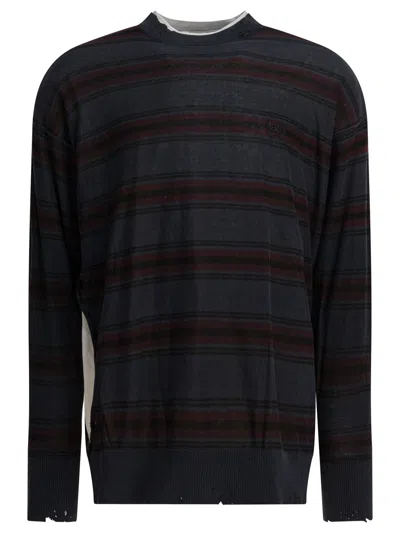 Balenciaga Layered Knitting Tops Black In Multi