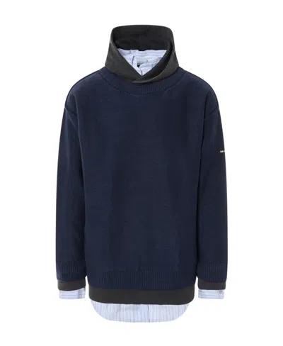 BALENCIAGA BALENCIAGA LOGO PATCH KNITTED HOODIE