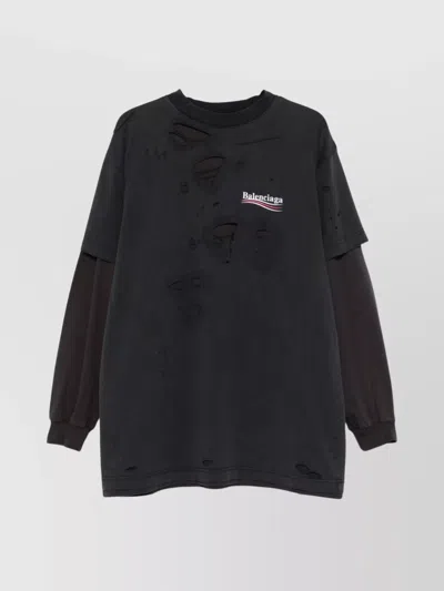 BALENCIAGA LAYERED LONG SLEEVE CREW NECK T-SHIRT