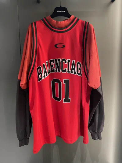 Balenciaga Layered Long-sleeved T-shirt In Red