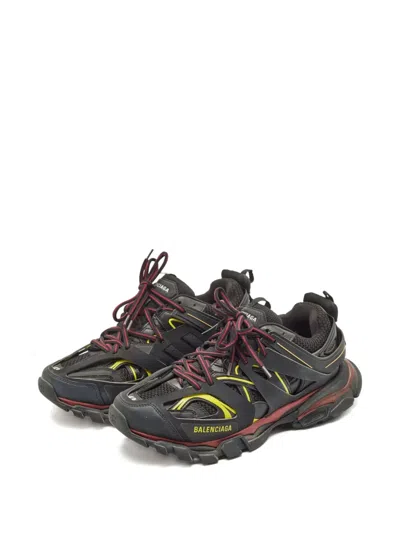 Pre-owned Balenciaga Layered Mesh Track Sneakers In Black