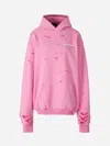 Balenciaga Hooded Knitwear With Distressed Detailing And Front Pocket In Pink