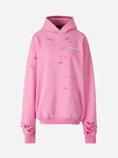 Balenciaga Layered Political Campaign Sweatshirt In Pink