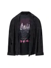 Balenciaga Layered Distressed Long Sleeve Graphic Shirt In Animal Print