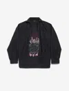 Balenciaga Layered Distressed Long Sleeve Graphic Shirt In Black