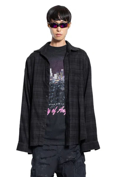 Balenciaga Layered Construction Shirt Featuring Patch Pocket In Black