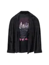 Balenciaga Layered Distressed Long Sleeve Graphic Shirt In Black