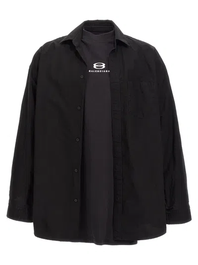 Balenciaga Layered Unity Sports Icon Shirt In Black | ModeSens