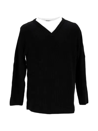 Pre-owned Balenciaga Layered V-neck Jumper In Black