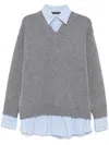 Balenciaga Oversize Layered Distressed Wool V-neck Sweater In Multicolor