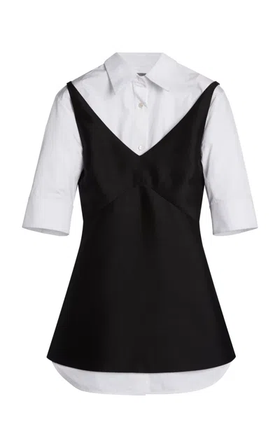 Balenciaga Layered Wool-silk Shirt Dress In Black