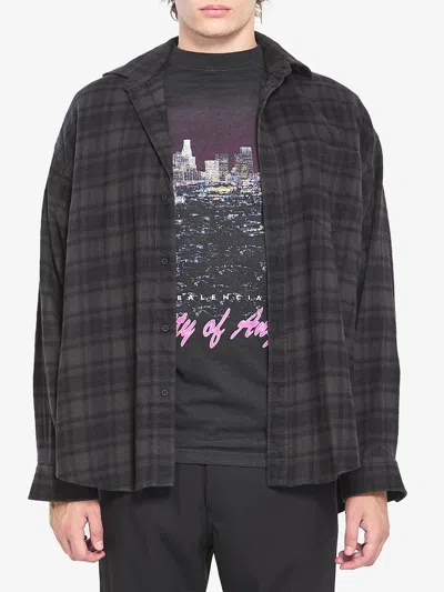 Balenciaga Layered Construction Shirt Featuring Patch Pocket In Black