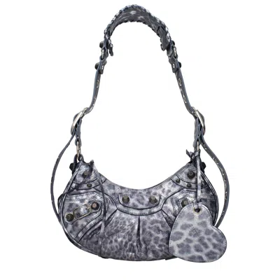 Balenciaga Le Cagole Shoulder Bags Women Leather Grey In Blue