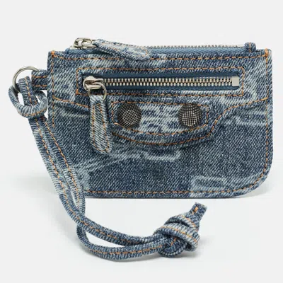 Pre-owned Balenciaga Le Cagole Blue Denim Coin Purse