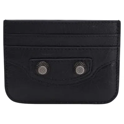 Pre-owned Balenciaga Le Cagole Card Holder In Black Lambskin Leather