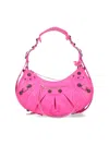 Balenciaga Women Fluo Pink Fabric Le Cagole Xs Shoulder Bag In Fuchsia
