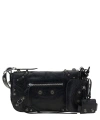 Balenciaga Textured Leather Shoulder Bag With Edgy Designpouch In Black