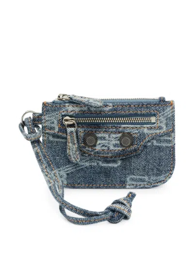 Pre-owned Balenciaga Le Cagole Denim Coin Purse In Blue