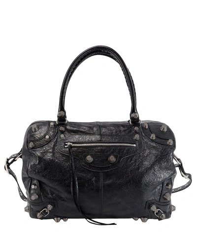 Balenciaga Medium Le Cagole Leather Duffle Bag In Black