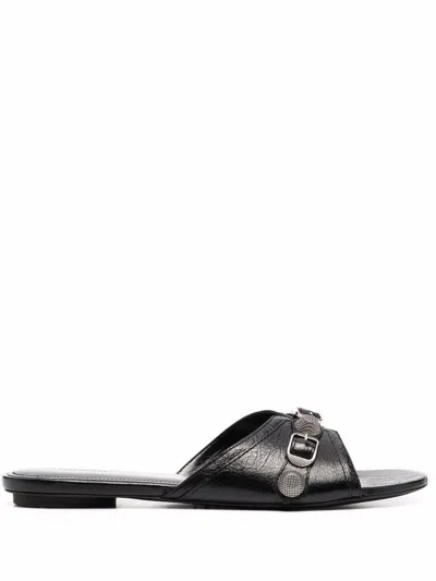 Balenciaga Le Cagole Flat Sandals In Black