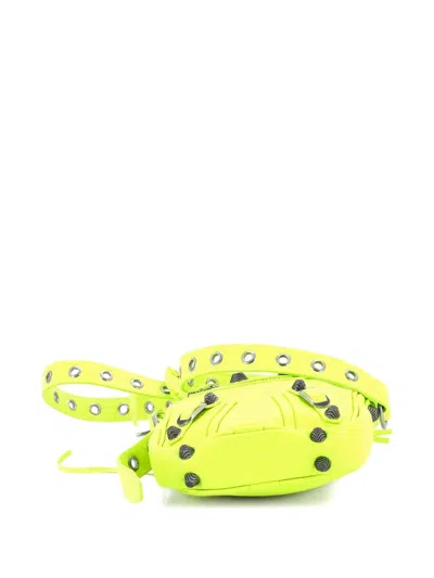 Pre-owned Balenciaga Le Cagole Giant Studs Leather Crossbody Bag In Yellow