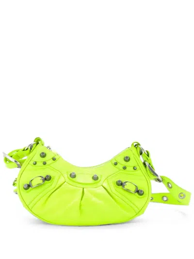 Pre-owned Balenciaga Le Cagole Giant Studs Shoulder Bag Leather Xs Hobo Bag In Yellow