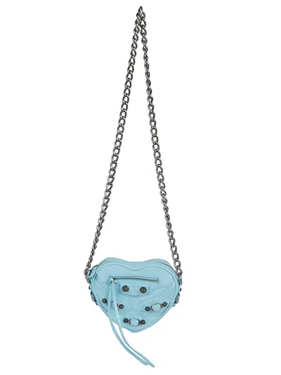 Balenciaga Le Cagole Heart Leather Mini Bag In Sky Blue